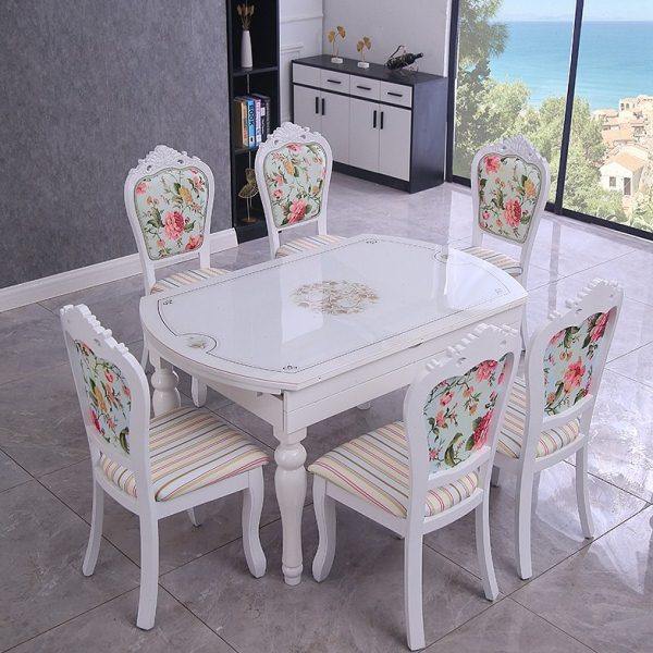 餐桌椅组合简约现代小户型可伸缩折叠家用全实木电磁炉圆形饭桌子,淘宝优惠券,粉丝福利购,淘宝优惠卷