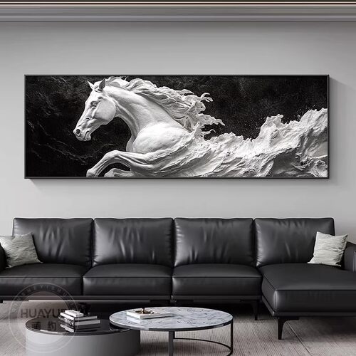 马到成功客厅装饰画沙发背景墙壁画现代简约挂画轻奢风书房办公室 - 图2