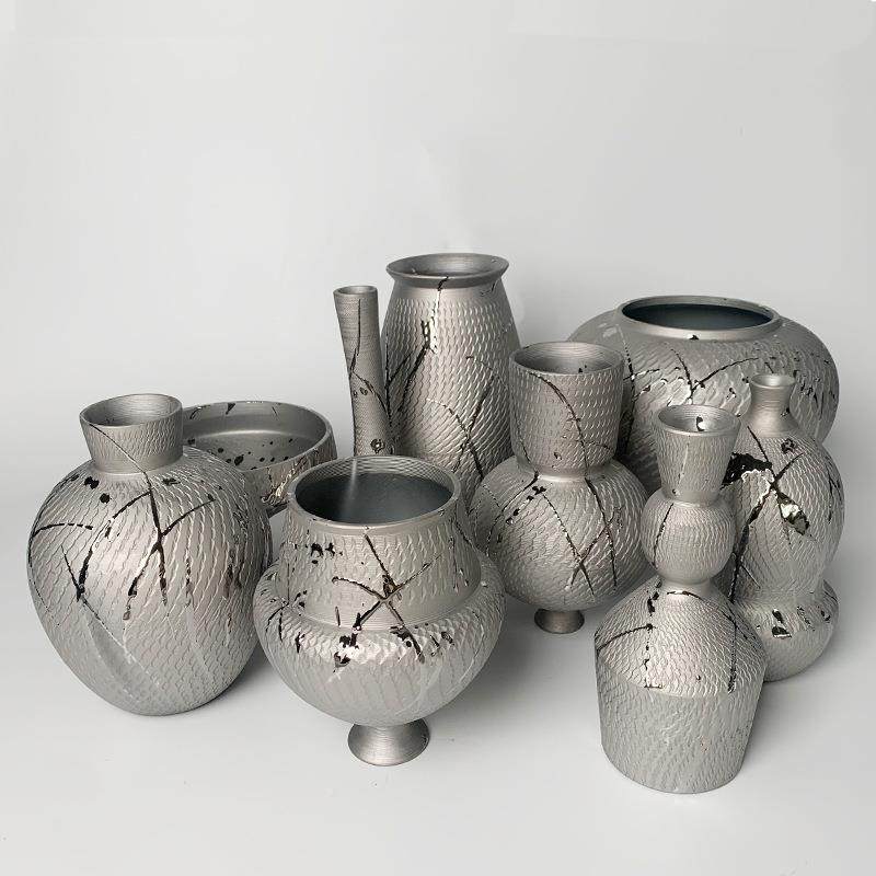 中式新IUO陶瓷镀件银花瓶花器摆样版房展厅客厅售楼处玄关饰品装,淘宝优惠券,粉丝福利购,淘宝优惠卷