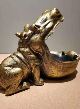 河马摆件杂北欧创意家居客厅鞋柜玄关钥ZEA收纳盒桌物收纳盘匙饰