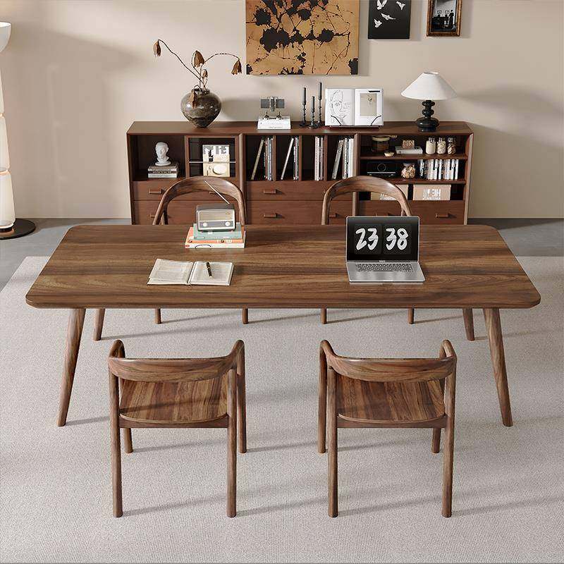 北欧客厅全实木书桌家用书房书法桌胡桃木简约长条餐桌原木大板桌,淘宝优惠券,粉丝福利购,淘宝优惠卷