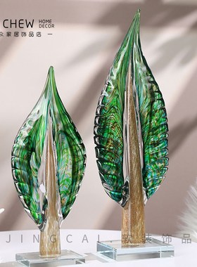 现代轻奢红色叶子创意摆件样板售A楼处玄关电视柜卧室边几沙发摆