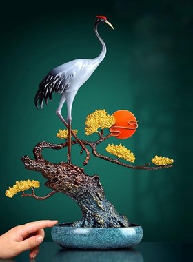 松鹤延年中式家居饰品仙鹤摆件高端客厅I玄关装饰铜工艺品祝寿礼