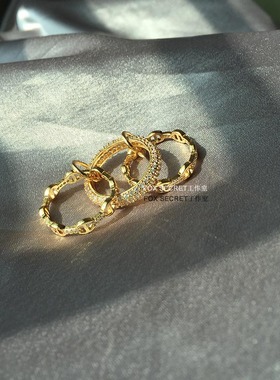 多层满钻猪鼻子链条戒指环经典精致高I级超闪叠带多种戴法三合一