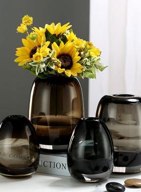 北欧玻璃透明 小号 日式简约创意家居餐桌装饰鲜花插花瓶摆件