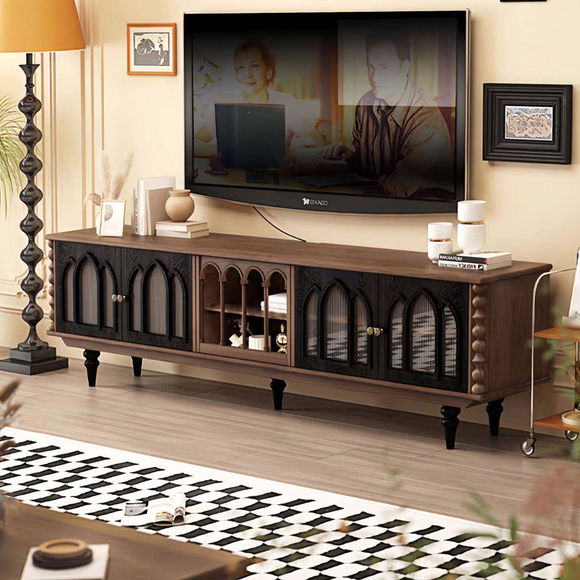 法式复古电视柜茶几组合客厅家具实木地柜中古风储物收纳边柜家用,淘宝优惠券,粉丝福利购,淘宝优惠卷