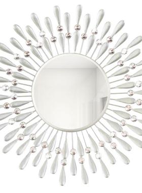 跨境热卖东南亚轻奢化妆镜圆形梳妆镜卧室桌面铁艺镜子装饰壁挂镜