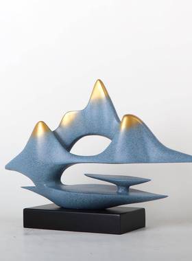 新中式创意云山摆件客厅电视柜售楼处玄关博古架桌面假山软装饰品