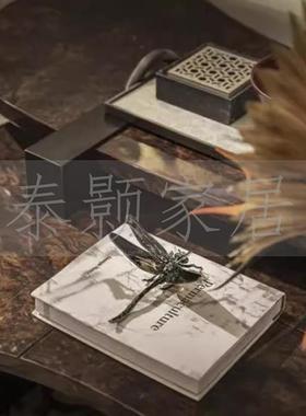 现代简约大理石花器花艺托盘组合摆件桌面茶几装饰品新中式样板间