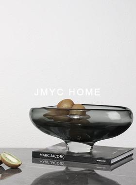简约现代创意玻璃水果盘软装饰品售楼处家居桌面收纳托盘果篓摆件