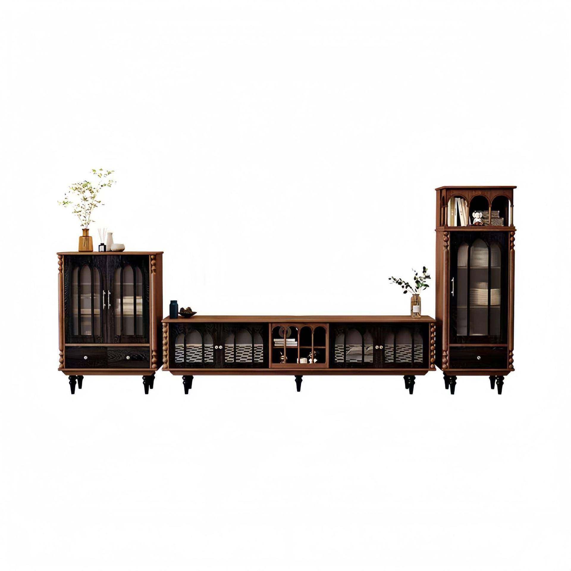 法式复古电视柜茶几组合客厅家具实木地柜中古风储物收纳边柜家用,淘宝优惠券,粉丝福利购,淘宝优惠卷