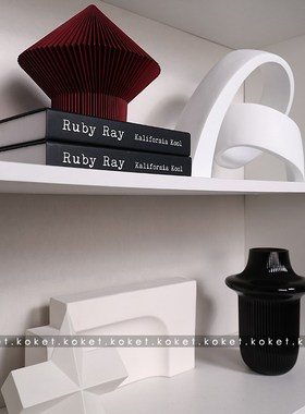 创意简约b轻奢陶瓷现代玻璃摆件书架样板间软装组合书柜家居装饰