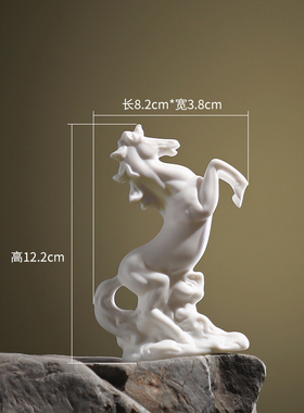 创意白瓷鹿马小摆件玄关客厅茶室盆景造景动物陶瓷桌面Y装饰工艺
