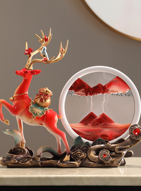 树脂麋鹿工艺礼品摆饰家居摆饰新中式创意客厅玄关酒柜电Z视柜装