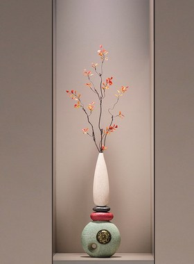 时来运转迎客松花瓶摆件入户玄关A客厅办公室前台装饰乔迁开业礼