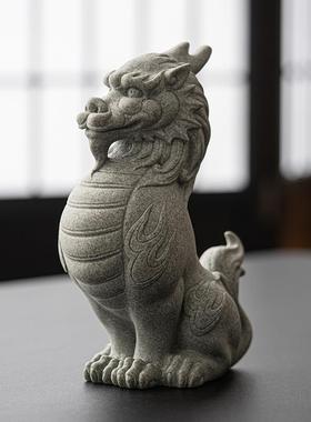 仿青石瑞兽抱饰装摆件园艺茶JK--2404室鱼缸镇水景造景麒麟石貔貅