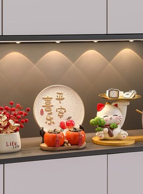 引进财富宝猫饰品入口钥匙收x纳欢迎家居桌面装饰客厅入住礼品