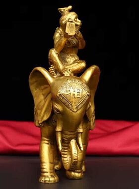 纯铜象上封侯铜器工艺品摆件大象猴子托印家居办公室玄关装饰礼品