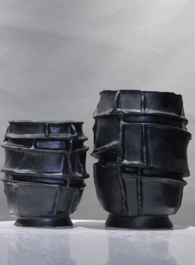 现代简约家居创意陶m瓷花瓶摆件样板房酒店客厅电视柜餐桌装饰花