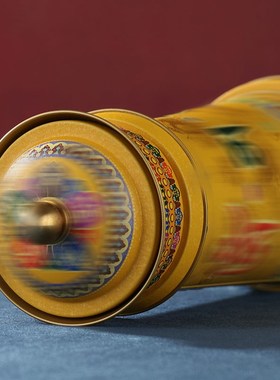 藏式电动c转轮家用插电动转筒客厅转金桶办公民族风桌面装饰品摆