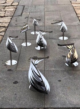 户外不锈钢小鱼摆件形状鱼组抽象水景酒店销售办公P室公园游泳池