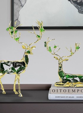 鹿鹿生辉工艺品酒k柜艺术装饰品老板办公室桌面马到成功紫水晶摆