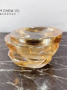 现代极简轻奢水晶k层叠碗型摆件样板房售楼处客厅茶几餐厅软装饰