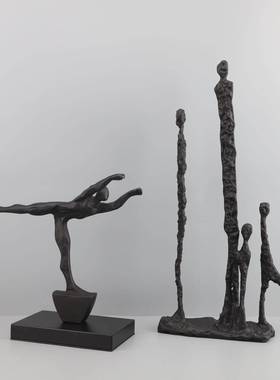 新桌中式创意黑色铸铁人0541摆件样板房电视柜卧饰室房客厅面书玄