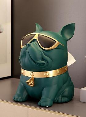 创意法斗纸奢巾盒客厅现代607轻上高档个性纸狗抽盒家用茶几艺术