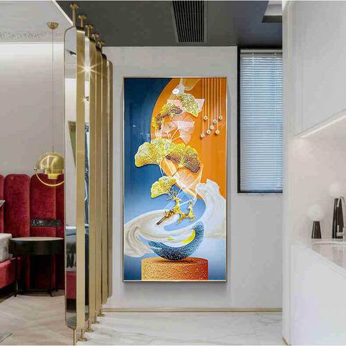 代灯光代烤瓷镶钻装饰画MY-09060玄关过道现简现约轻奢家居挂画画 - 图2