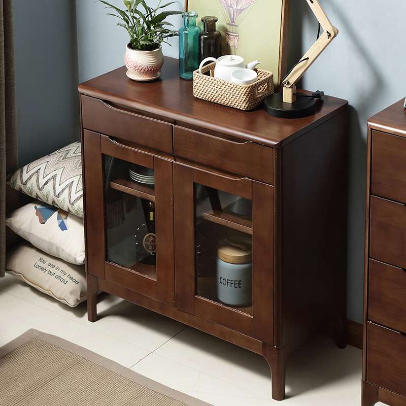 北欧实木餐边柜小户型家用简约餐厅玻璃门碗柜多功能大容量储物柜 - 图2