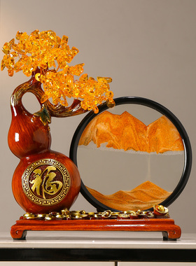 新中式创意沙g漏流沙画事事如意葫芦摆件客厅玄关酒柜电视柜装饰