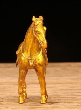 复古大唐贞观唐马鎏金十二u生肖骏马招财金马战马乡下珍藏回流摆