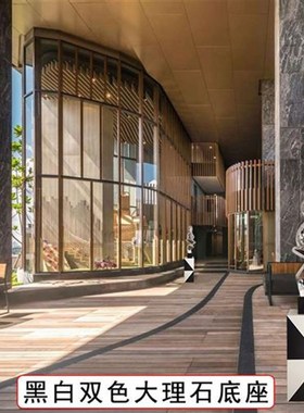 黑白里外双色大理石落地摆台基座展厅样板房摆P件落地支撑展示底