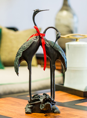 铜龟鹤仙鹤d摆件仿古复古客厅家居大型落地大号送老人祝寿礼品礼