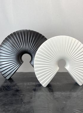 意式简约树脂瓶扇形摆件客厅样板间创意几何软装装饰品花器摆设