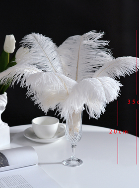 轻奢风羽毛装饰摆件家q居客厅女生卧室梳妆台粉色高级感法式摆设
