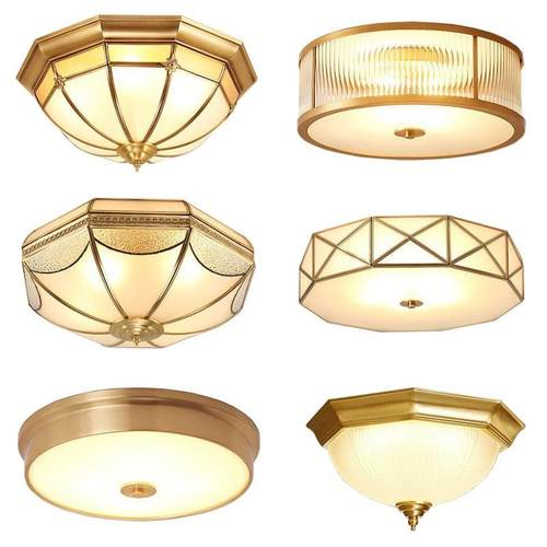 中山灯具厂全铜美式玄关灯欧式卧室门厅走廊灯具过道楼梯吸顶灯 - 图3