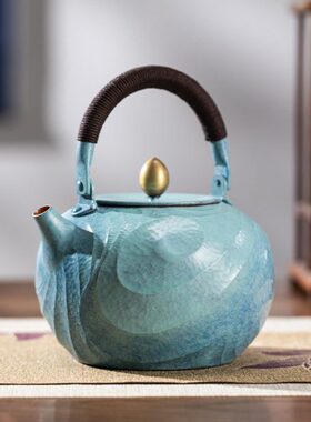 朱炳仁铜 沧海流金茶壶功夫茶具泡茶壶家用大容量提梁壶送礼