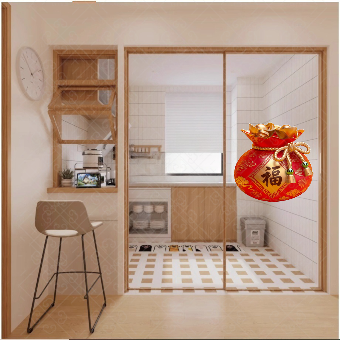 新年福袋红色招财进宝春节元旦门店冰箱橱柜新居入宅自粘福袋贴画,淘宝优惠券,粉丝福利购,淘宝优惠卷