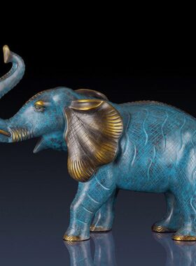 纯黄铜大象工艺品摆件招财象一对客厅装饰品摆件办公室饰开业礼品