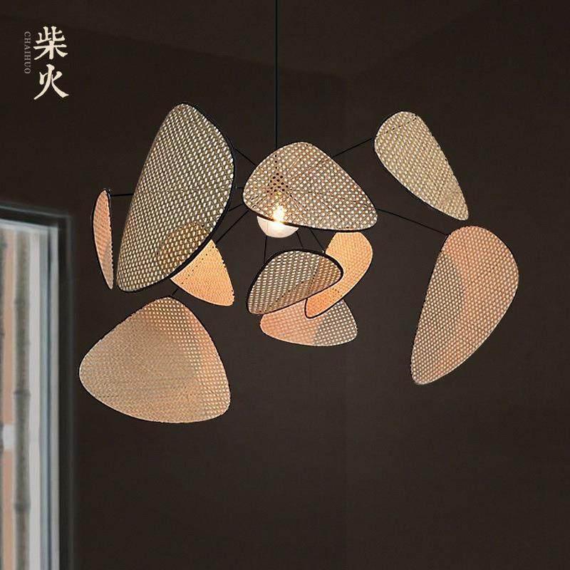 侘寂风吊灯日式禅意设计师竹编藤艺中式客厅酒店民宿灯饰,淘宝优惠券,粉丝福利购,淘宝优惠卷