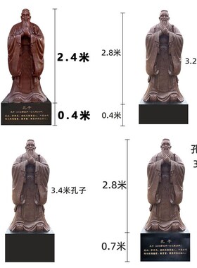 玻璃钢孔子雕塑定制大型孔子像摆A件铸铜仿铜户外人物校园文化名