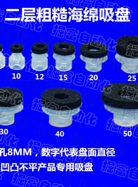 机械手治具配件 大头一二三层黑色海绵无痕吸嘴 海绵粗糙面吸盘