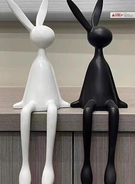 创意卡通坐姿兔子玄关电视柜小众高级感客厅装饰品轻奢高档摆件