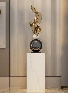 电镀艺术雕塑现代几何落地摆件酒店会所装饰品样板房客厅电视柜旁