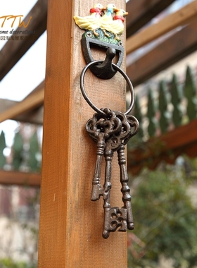 tyttw铸铁钥匙串装饰摆件墙面挂饰件复古欧式Q杂货花园庭院别墅户