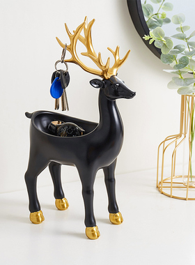 轻奢麋鹿玄关钥匙收纳摆件门口放钥匙客厅装饰品乔V迁新居生日礼