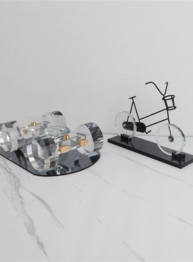 欧式创意a极简水晶小汽车艺术摆件样板房样品屋展示中心客厅工艺