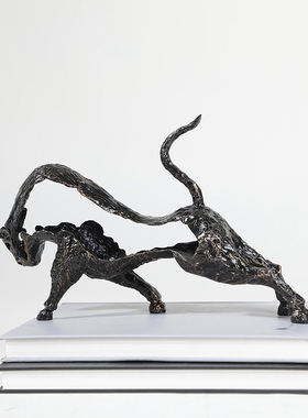 现代新中式动物牛摆件合金酒w店餐厅书房K样板间玄关装饰品工艺摆